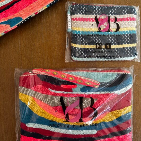 America and Beyond Embellished Tote w/ Two Pouches Chloe - Picture 2 of 4